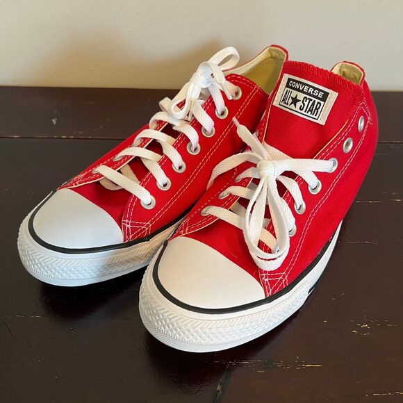 CONVERSE All Star UNISEX Sneakers Low Top Lace Up Red and White - Picture 2 of 10